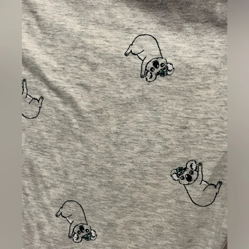 Justice Girls Long-Sleeved Tee with Playful Koala Print Size 8 Heather Gray